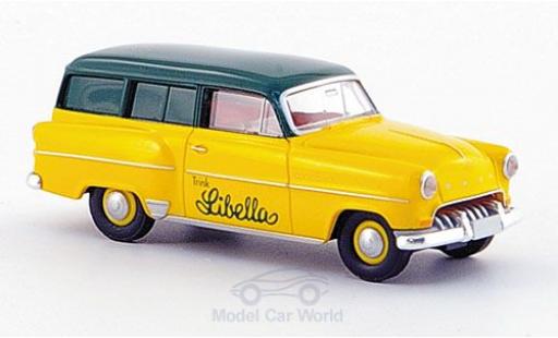 Modelauto Opel Olympia Base Caravan geel/groen Libella 1/87 Brekina