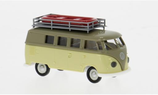 Modelauto Volkswagen T1 B Camper grijs/groen 1960 1/87 Brekina