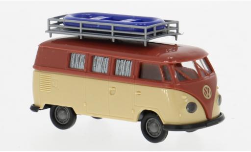 Modelauto Volkswagen T1 B Camper rood/beige 1960 1/87 Brekina