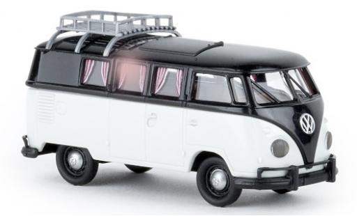 Modelauto Volkswagen T1 B Camper zwart/grijs 1960 avec dakklappe 1/87 Brekina