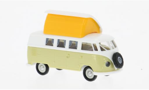 Modelauto Volkswagen T1 B Camper wit/groen 1960 1/87 Brekina