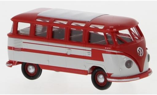 Modelauto Volkswagen T1 B Samba rood/grijs 1960 1/87 Brekina