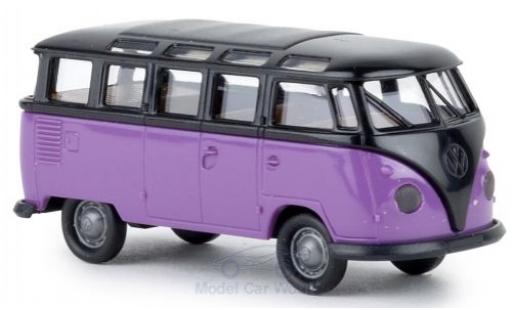 Modelauto Volkswagen T1 B Samba zwart/lila 1/87 Brekina