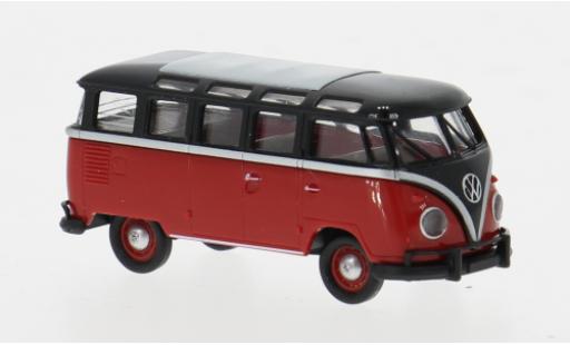 Modelauto Volkswagen T1 B Samba zwart/rood 1960 1/87 Brekina