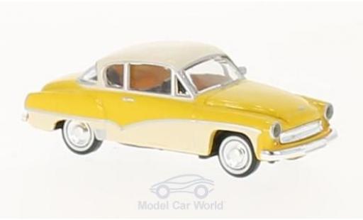 Modelauto Wartburg 311 Coupe geel/wit 1/87 Brekina