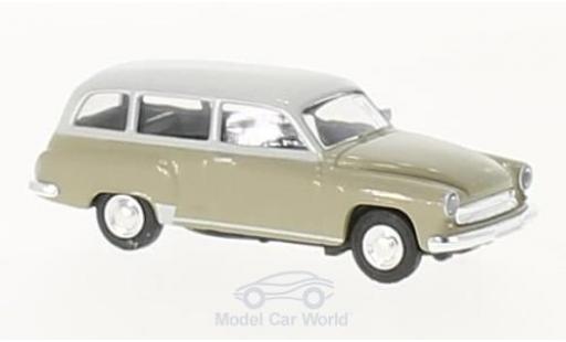 Modelauto Wartburg 311 Kombi Stationwagen olijfgroen/grijs 1/87 Brekina