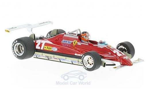 Modelauto Ferrari 126 C2 Turbo No.27 formule 1 GP Long Beach 1982 met Fahrerfigur G.Villeneuve 1/43 Brumm