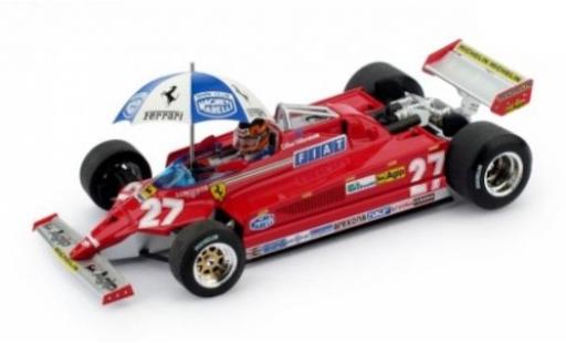 Modelauto Ferrari 126 CK turbo No.27 Scuderia formule 1 GP Spanien 1981 met Figur en Regenschirm G.Villeneuve 1/43 Brumm