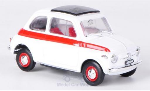 Modelauto Fiat 500 Sport wit/rood 1959 Schiebedak gesloten zonder Vitrine 1/43 Brumm