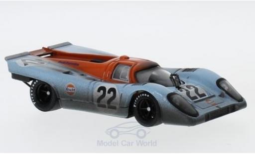 Modelauto Porsche 917 1970 K No.22 JWA-Gulf Racing Team Gulf 24h Le Mans met Rennspuren M.Hailwood/D.Hobbs 1/43 Brumm