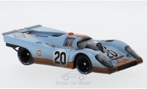 Modelauto Porsche 917 1970 K RHD No.20 JWA-Gulf Racing Team Gulf 24h Le Mans met Rennspuren J.Siffert/B.Redman 1/43 Brumm