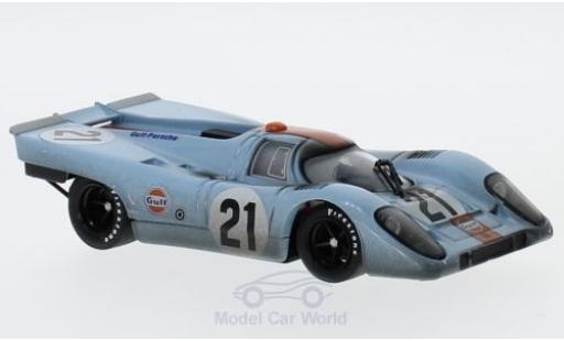 Modelauto Porsche 917 1970 K RHD No.21 JWA-Gulf Racing Team Gulf 24h Le Mans met Rennspuren P.Rodriguez/L.Kinnunen 1/43 Brumm