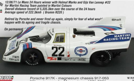 Modelauto Porsche 917 1971 K RHD No.22 Martini Racing Team Martini 24h Le Mans in Sonderverpackung H.Marko/G.van Lennep 1/43 Brumm