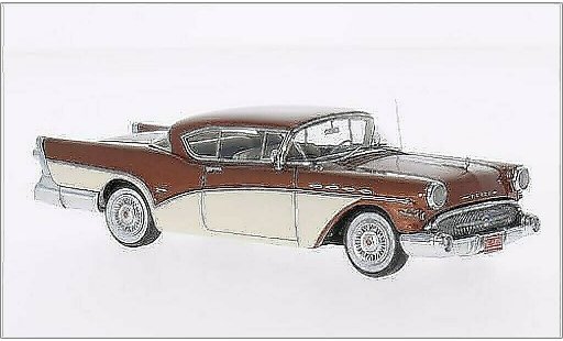 Buick Roadmaster Coupe 1/43 Neo Hardtop metallic bruin/wit 1957 modelauto