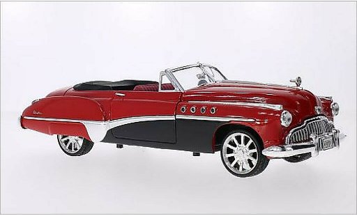 Buick Roadmaster tuning 1/18 Motormax rood/zwart 1949 modelauto