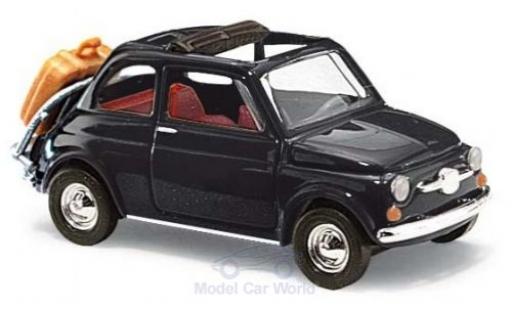 Modelauto Fiat 500 F blauw 1965 met Heckgep&Atilde;&curren;cktr&Atilde;&curren;ger 1/87 Busch
