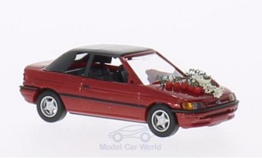 Modelauto Ford Escort MK1 Cabriolet metallic rood Hochzeit 1/87 Busch
