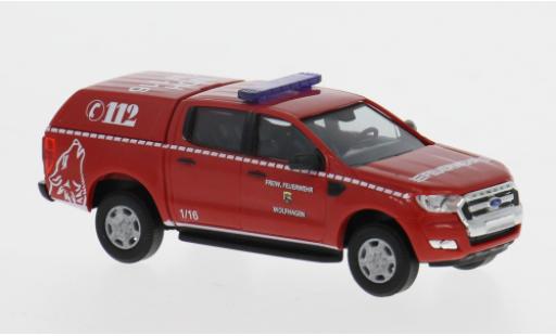 Modelauto Ford Ranger Emergency 2016 Brandweer Wolfhagen 1/87 Busch
