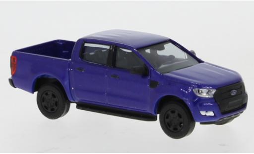 Modelauto Ford Ranger DoKa metallic blauw 2016 1/87 Busch
