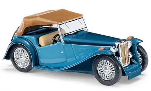 Modelauto MG TC Base Midget blauw/blauw RHD kap ferm&Atilde;&copy; 1/87 Busch