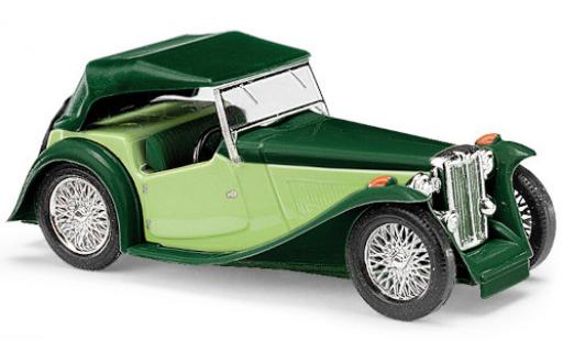 Modelauto MG TC Base Midget groen/groen RHD kap ferm&Atilde;&copy; 1/87 Busch