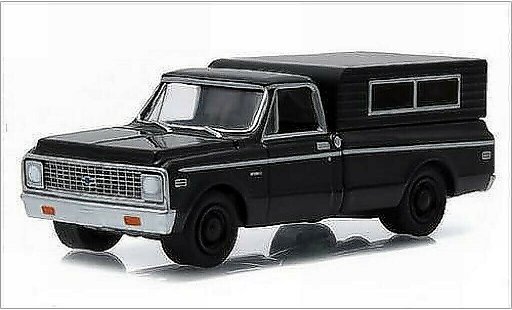Chevrolet C-10 Pickup 1/64 Greenlight Camper zwart/mat-zwart 1972 modelauto