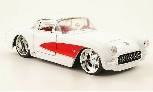 Chevrolet Corvette tuning 1/24 Jada Toys C1 (C1) wit/rood 1957 modelauto