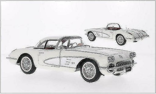 Chevrolet Corvette Convertible 1/18 Autoart C1 (C1) wit/grijs 1958 modelauto