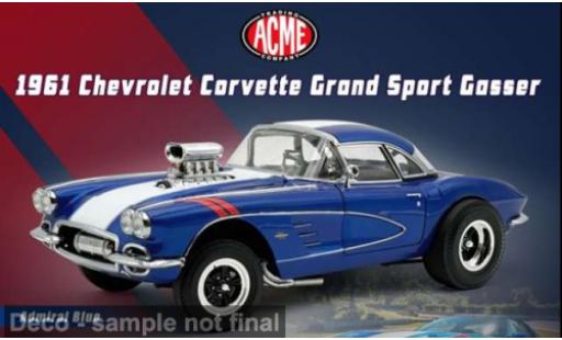 Modelauto Chevrolet Corvette course Grand Sport Gasser blauw/wit 1961 1/18 ACME