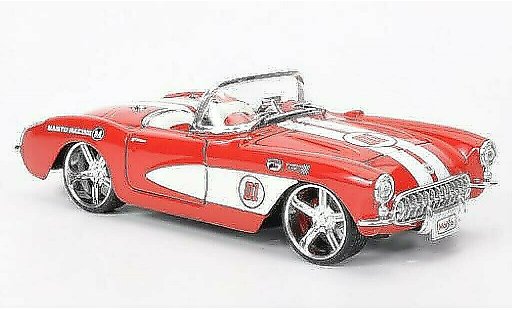 Chevrolet Corvette Convertible 1/24 Maisto C1 rood /wit 1957 modelauto