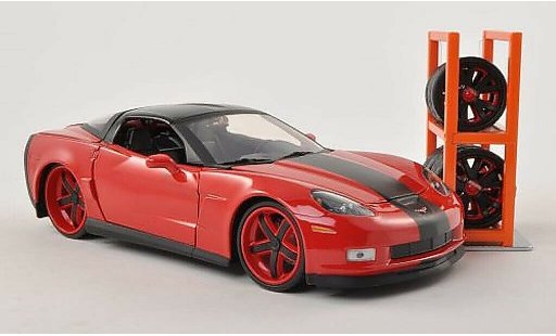 Chevrolet Corvette tuning 1/24 Jada Toys C6 rood/zwart 2006 modelauto