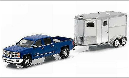 Chevrolet Silverado pickup 1/64 Greenlight 1500 LTZ metallic blauw 2015 modelauto