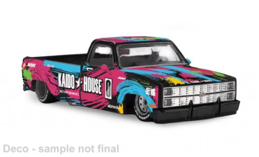 Modelauto Chevrolet Silverado pickup Dually Kaido Splash V1 zwart/Dekor 1980 1/64 Mini GT