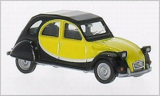 Citroen 2CV Charleston 1/87 Herpa zwart/geel modelauto