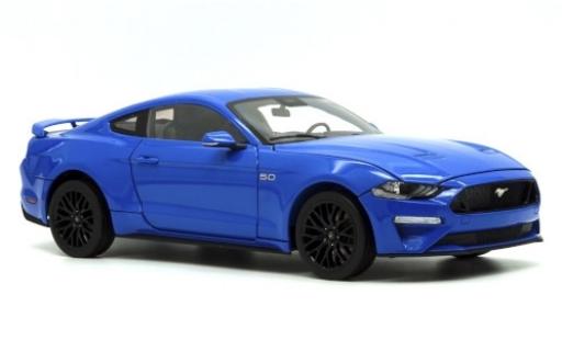 Modelauto Ford Mustang GT 5.0 metallic blauw 2019 1/18 Diecast Masters
