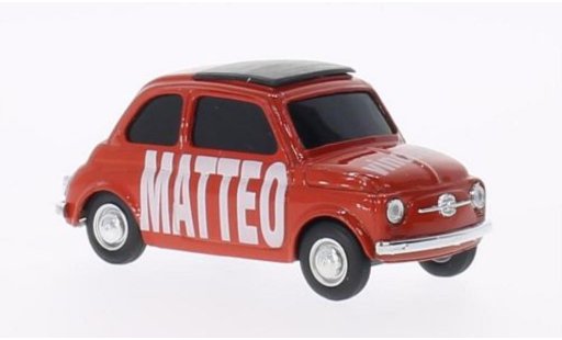 Fiat 500 Classique 1/43 Brumm MATTEO vincere! rood-oranje modelauto