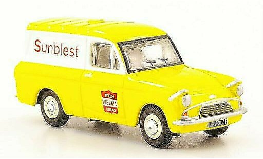 Ford Anglia Van 1/76 Oxford Bestelwagen Sunbiest geel/wit modelauto