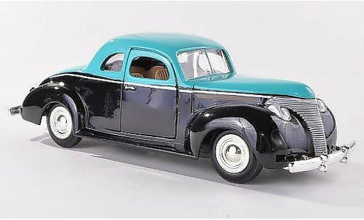Ford Custom Berline 1/24 Motormax zwart/turquoise 1949 modelauto