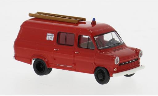 Modelauto Ford Transit Kastenwagen rood/wit 1970 Brandweer 1/87 Brekina
