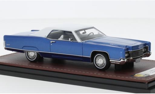 Modelauto Lincoln Continental 1970 Coupe metallic blauw/wit 1/43 GLM