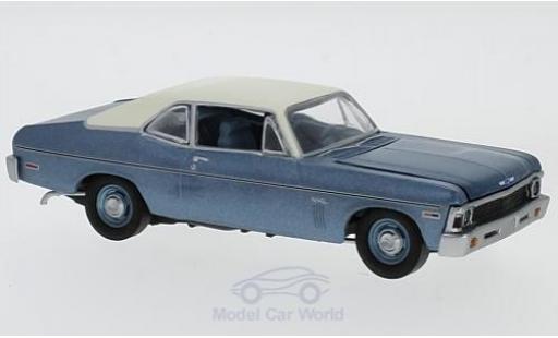 Modelauto Chevrolet Nova Coupe metallic blauw/beige Beverly Hills Cop 1984 1/43 GMP