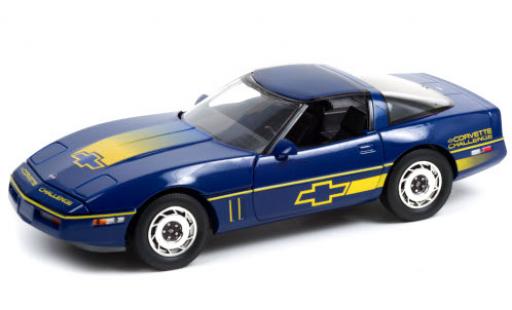 Modelauto Chevrolet Corvette Coupe (C4) blauw/Dekor Challenge 1988 toit d&Atilde;&copy;tachable 1/18 Greenlight