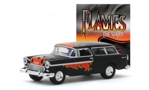 Modelauto Chevrolet Nomad tuning zwart/Dekor Flames - The Series 1955 1/64 Greenlight
