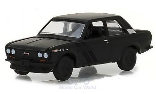 Modelauto Datsun 510 Sedan mat-zwart 1968 1/64 Greenlight