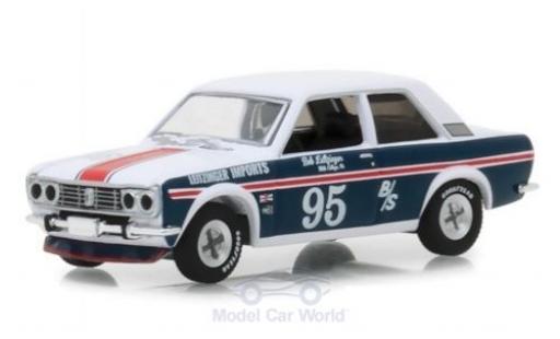 Modelauto Datsun 510 Sedan wit/blauw 1969 1/64 Greenlight