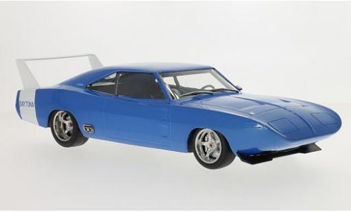 Modelauto Dodge Charger Daytona Custom metallic blauw/wit 1969 les portes et capos ferm&Atilde;&copy; 1/18 Greenlight