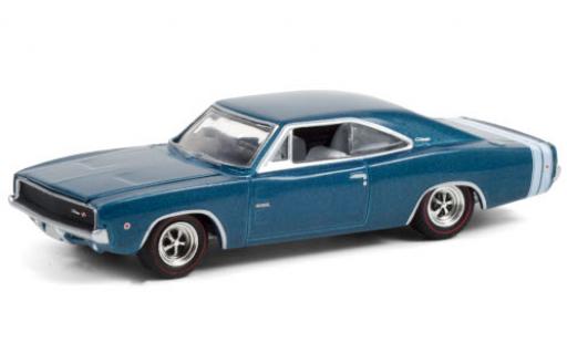 Modelauto Dodge Charger R/T HEMI metallic blauw/wit 1968 426 HEMI 50 Years 1/64 Greenlight