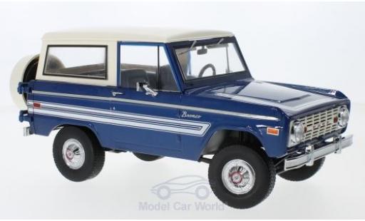 Modelauto Ford Bronco Wagon Explorer metallic blauw/wit 1976 1/18 Greenlight