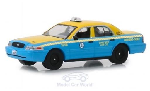 Modelauto Ford Crown Taxi Victoria geel/blauw L.A. Checker Cab 2011 1/64 Greenlight
