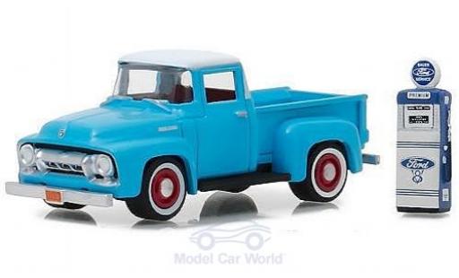 Modelauto Ford F-100 Pickup 00 blauw/wit 1954 met Zapfs&Atilde;&curren;ule 1/64 Greenlight